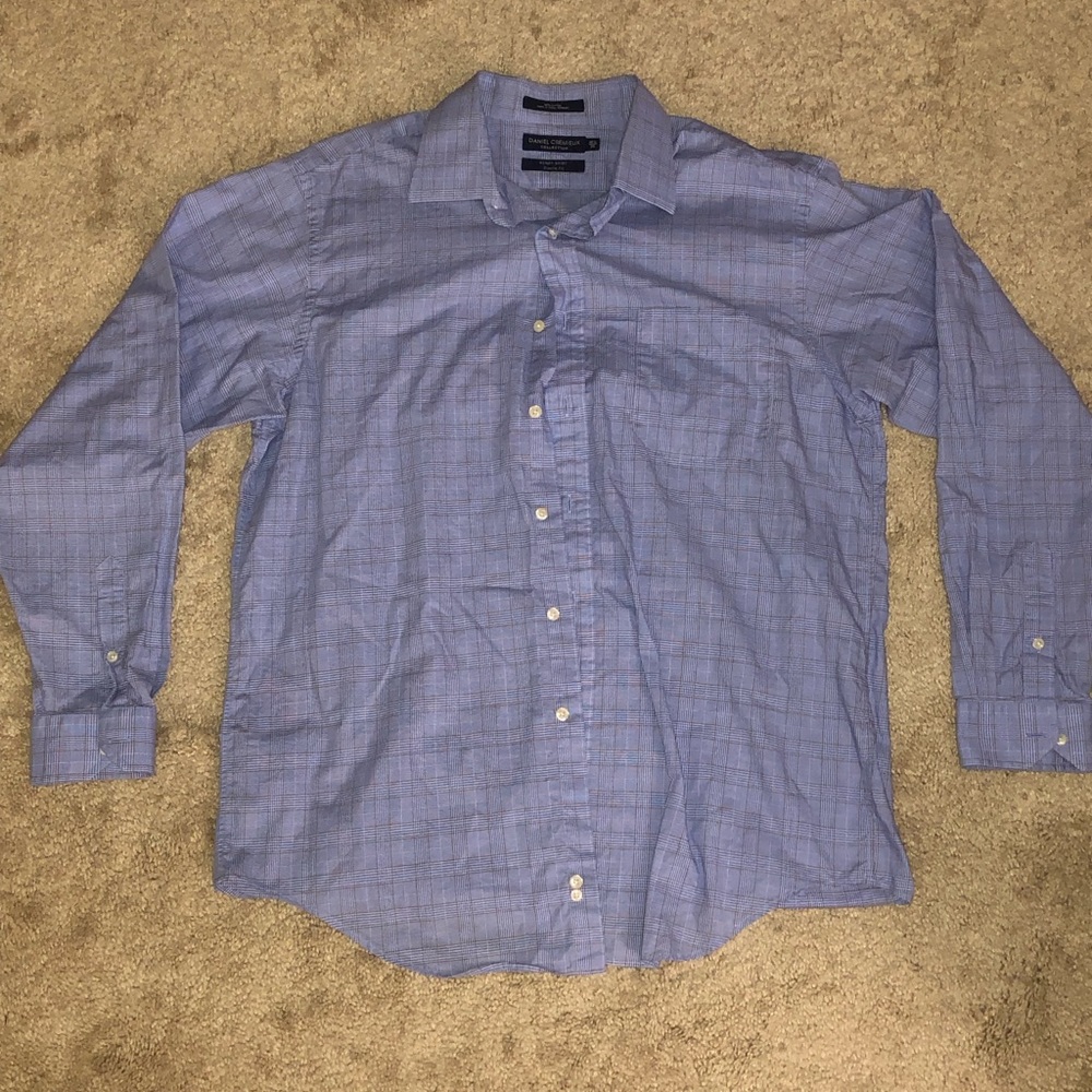 Daniel Cremieux Collection Men’s 16 1/2/35 Blue/Tan PlaidClassic Fit Henry Shirt